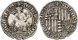 Alfons IV (1416-1458). Nàpols. Carlí. (Cru.V.S. 888 var) (Cru.C.G. 2932a var) (MIR 55). 3,59 g. Ex Colección Manuela Etcheverría. MBC+.