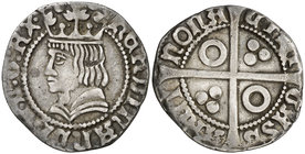 Ferran II (1479-1516). Barcelona. Croat. (Cru.V.S. 1141.1) (Badia 809) (Cru.C.G. 3070f var). 3,08 g. Pequeño golpe en anverso. Ex Áureo & Calicó 25/01...