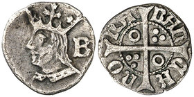 Ferran II (1479-1516). Barcelona. Quart de croat. (Cru.V.S. 1149) (Badia falta) (Cru.C.G. 3082). 0,64 g. MBC.