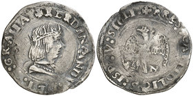 Ferran II (1479-1516). Sicília. Tari. (Cru.V.S. 1250, mismo ejemplar mal descrito) (Cru.C.G. 3156, mismo ejemplar). 2,91 g. Rayitas. Ex Colección Crus...