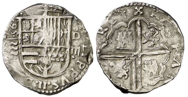 1595. Felipe II. Valladolid. D. 4 reales. (Cal. 452). 13,74 g. Valor: . Rara. MB...