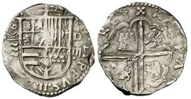 1595. Felipe II. Valladolid. D. 4 reales. (Cal. 452). 13,74 g. Valor: . Rara. MBC+.