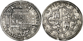 1588. Felipe II. Segovia. 8 reales. (Cal. 191). 26,90 g. Acueducto de seis y cinco arcos y dos pisos. Golpes. Moneda exenta de pago de tasas de export...
