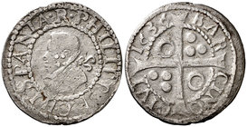 1636. Felipe IV. Barcelona. 1 croat. (Cal. 977) (Cru.C.G. 4414d). 3,10 g. Ex Colección Ègara Vol. II, 26/04/2017, nº 795. Escasa. MBC.