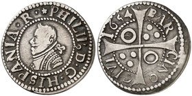1654. Felipe IV. Barcelona. 1 croat. (Cal. 983) (Cru.C.G. 4414n var). 2,69 g. Ex Áureo & Calicó 31/05/2018, nº 559. MBC/MBC+.