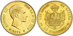 1879*1879. Alfonso XII. EMM. 10 pesetas. (Cal. 24). 3,22 g. Rara. MBC.