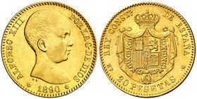 1890*1890. Alfonso XIII. MPM. 20 pesetas. (Cal. 5). 6,45 g. EBC-/EBC.