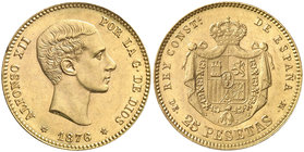 1876*1876. Alfonso XII. DEM. 25 pesetas. (Cal. 1). 8,09 g. Bella. Ex Áureo & Calicó 03/06/2015, nº 1594. EBC+.