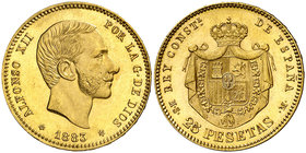 1883*1883. Alfonso XII. MSM. 25 pesetas. (Cal. 18) 8,06 g. Bella. Brillo original. Rara. S/C-.