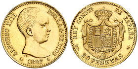 1887*1961. Estado Español. MPM. 20 pesetas. (Cal. 5). 6,46 g. Acuñación de 800 ejemplares. Rara. S/C-.