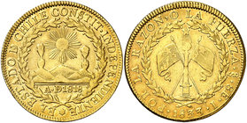 1833. Chile. Santiago. I. 8 escudos. (Fr. 33) (Kr. 84) (Cal. Onza 1627). 26,88 g. AU. Parte de brillo original. Escasa. MBC+.