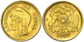 1895. Chile. Santiago. 10 pesos. (Fr. 49) (Kr. 154). 6 g. AU. EBC.