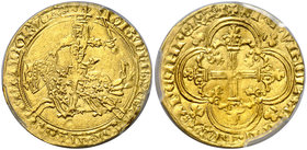 Francia. Juan II (1350-1364). Franc à cheval. (Fr. 279) (D. 294). AU. En cápsula de la PCGS como MS62, nº 501520.62/27929123. Muy bella. Muy rara y má...