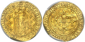 Francia. Carlos VII (1422-1461). Royal d'or. (Fr. 303) (D. 455). AU. En cápsula de la PCGS como MS62, nº 617592.62/82453397. Bella. Ex Coin Galleries ...