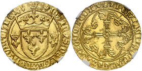 Francia. Luis XI (1461-1483). Ecu d'or à la couronne. (Fr. 312) (D. 539). AU. En cápsula de la NGC como MS64, nº 3869404-005. Bellísima. Brillo origin...