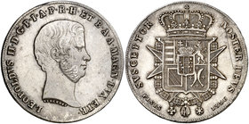 1856. Italia. Toscana. Leopoldo II de Lorena. 4 fiorini. (Kr. 75b). 27,31 g. AG. Indicación de valor en canto. Leves marquitas. Buen ejemplar. Rara. M...