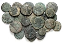 Lote de 22 unidades y 3 semis ibéricos, incluye 2 bronces romanos y 1 griego. Total 28 monedas. A examinar. RC/MBC-.