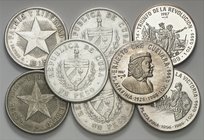 1915 a 1987. Cuba. 1 (cinco) y 10 (tres) pesos. Lote de 8 monedas diferentes. MBC/S/C.
