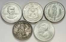 1907 a 1967. Filipinas. 1 peso. AG. Lote de 5 monedas diferentes. MBC/S/C-.