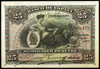 1907. 25 pesetas. (Ed. D2) (Ed. 401). 15 de julio. Sello en seco: ESTADO ESPAÑOL - BURGOS. Escaso. EBC-.