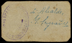 Castellvell del Camp. 1 peseta. (T. 895). Cartón manuscrito nº 53. Extraordinariamente raro. MBC-.