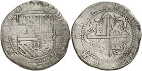 s/d (1575). Felipe II. Potosí. R (Alonso Rincón). 8 reales. (Cal. 142, como Lima) (Paoletti 48). 25,12 g. Rarísima. MBC+.