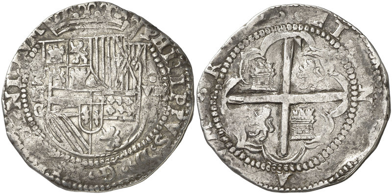 s/d (hacia 1578-1586). Felipe II. Potosí. C. 8 reales. (Cal. 136, como La Plata)...