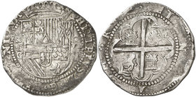 s/d (hacia 1578-1586). Felipe II. Potosí. C. 8 reales. (Cal. 136, como La Plata) (Paoletti 60). 27,58 g. Reverso coincidente. Ex Áureo 06/03/2001, nº ...