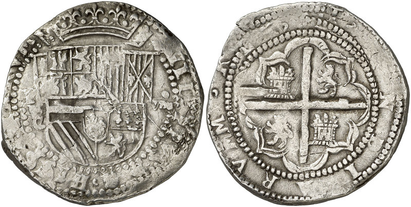 s/d (hacia 1578-1586). Felipe II. Potosí. C. 8 reales. (Cal. 136, como La Plata)...