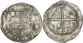 s/d (1578-1586). Felipe II. Potosí. B. 8 reales. (Cal. 139, como Lima) (Paoletti grupo B1). 26,45 g. Agujero tapado. Ex Áureo 06/03/2001, nº 1446. Ex ...