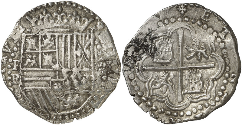 s/d (1589-1591). Felipe II. Potosí. RL (Baltasar Ramos Leceta). 8 reales. (Cal. ...