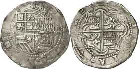 s/d (1589-1598). Felipe II. Potosí. B. 8 reales. (Cal. 139, como Lima) (Paoletti grupo B8). 27,23 g. MBC.