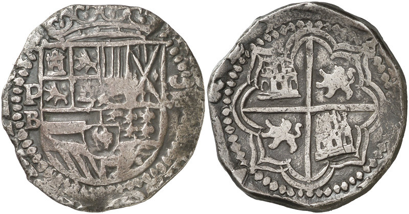 s/d. Felipe III. Potosí. B. 8 reales. (Cal. 121) (Paoletti 113). 27,16 g. Ordina...