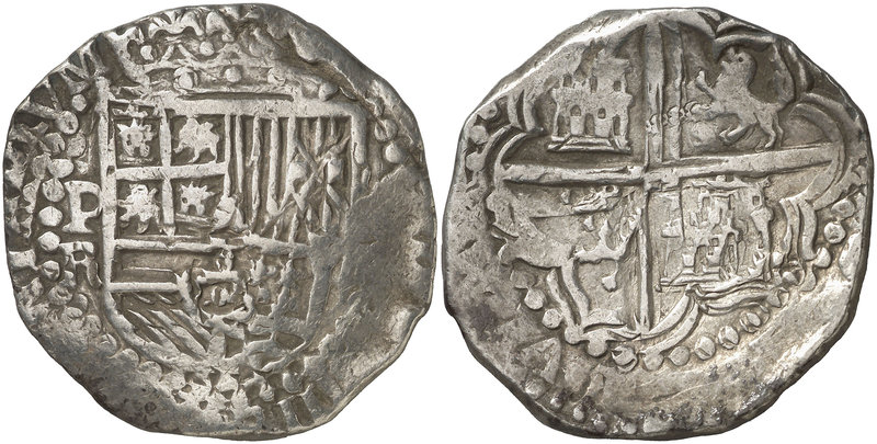 s/d (1603-1612). Felipe III. Potosí. R (Baltasar Ramos Leceta). 8 reales. (Cal. ...