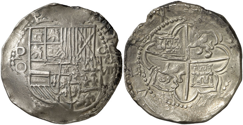 s/d (1612-1616). Felipe III. Potosí. Q (Agustín De la Quadra). 8 reales. (Cal. 1...
