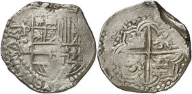 s/d (1616-1617). Felipe III. Potosí. M/Q (Juan Sánchez Mejía). 8 reales. (Cal. 123 var) (Paoletti 137). 25,70 g. MBC/MBC-.