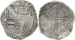 s/d (1616-1617). Felipe III. Potosí. M. 8 reales. (Cal. 123) (Paoletti 141 sim). 25,75 g. Última acuñación de Potosí sin fecha, REX ocupa el último cu...