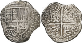 1619. Felipe III. Potosí. (T). 8 reales. (Cal. 133) (Paoletti 157 bis). 24,92 g. Rara. MBC-.