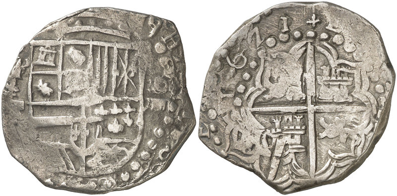 1621. Felipe III. Potosí. T. 8 reales. (Cal. 140) (Paoletti 161 sim). 26,97 g. F...