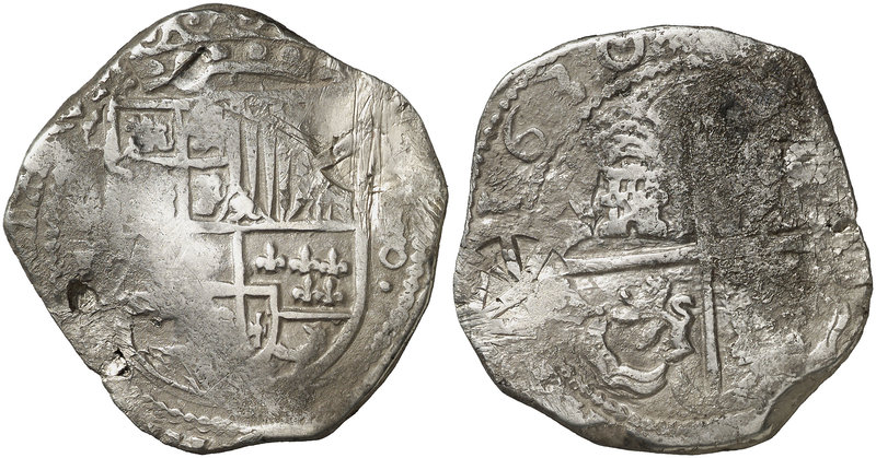 1630. Felipe IV. Potosí. T. 8 reales. (Cal. 472) (Paoletti 186). 25,36 g. Fecha ...