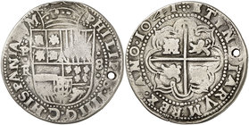 1641. Felipe IV. Potosí. FR (Felipe Ramírez de Arellano). 8 reales. (Cal. 393) (Lázaro 102). 25,92 g. Redonda. Tipo "real". Valor en cifra arábiga. Fe...