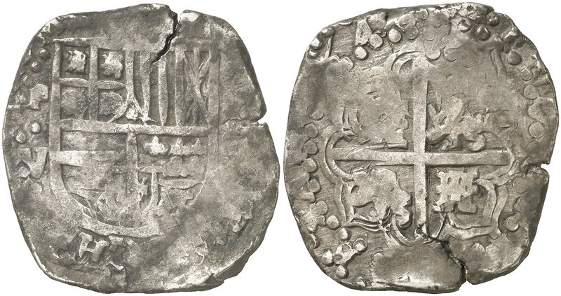 1646. Felipe IV. Potosí. V (Jerónimo Velázquez). 8 reales. (Cal. 496) (Paoletti ...