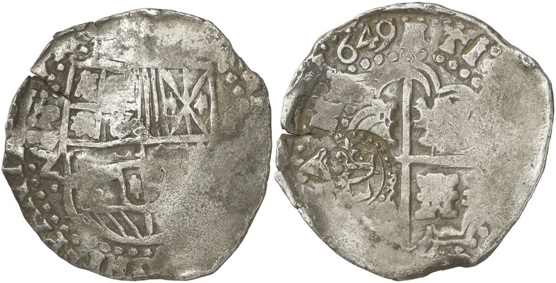 1649. Felipe IV. Potosí. Z. 8 reales. (Cal. 508 var) (Paoletti 236 var). 26,41 g...