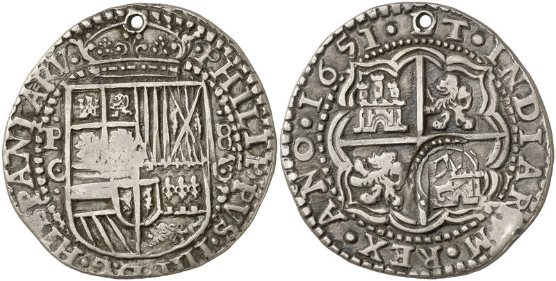1651. Felipe IV. Potosí. . 8 reales. (Cal. 401 var) (Lázaro 115, mismo ejemplar)...