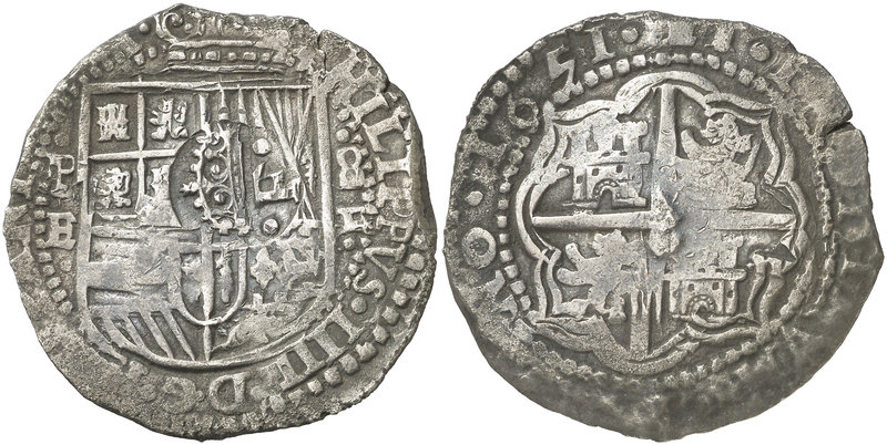 1651. Felipe IV. Potosí. E (Antonio de Ergueta). 8 reales. (Cal. 511 var) (Paole...