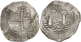 1652. Felipe IV. Potosí. E. 8 reales. (Cal. 434) (Paoletti 263). 27,17 g. Tipo definitivo. MBC.