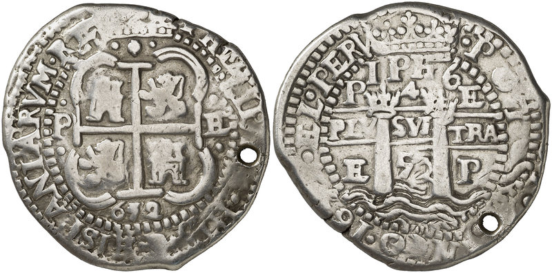 1652. Felipe IV. Potosí. E. 8 reales. (Falta en Calicó, Paoletti y Mastalir). 26...