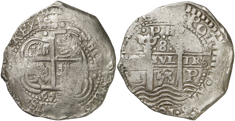 1653. Felipe IV. Potosí. E. 8 reales. (Cal. 437) (Paoletti 267). 27,32 g. Triple...