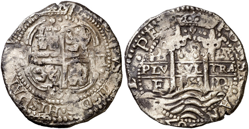 1655. Felipe IV. Potosí. E. 8 reales. Falta en todas las obras de referencia. 26...