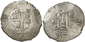 1661. Felipe IV. Potosí. E. 8 reales. (Cal. 450) (Paoletti 289). 27,30 g. Triple fecha, una parcial. BC+.